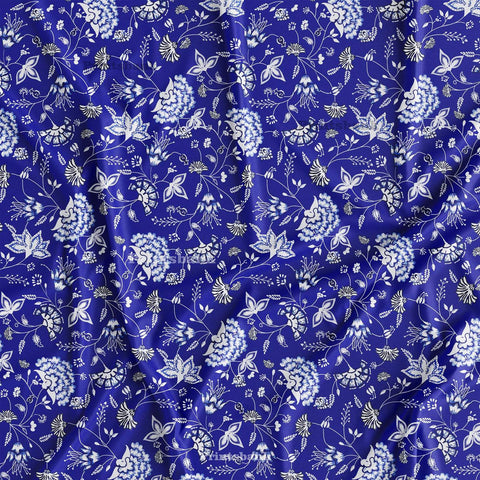Vintage Royal Blue Floral Jaal Print