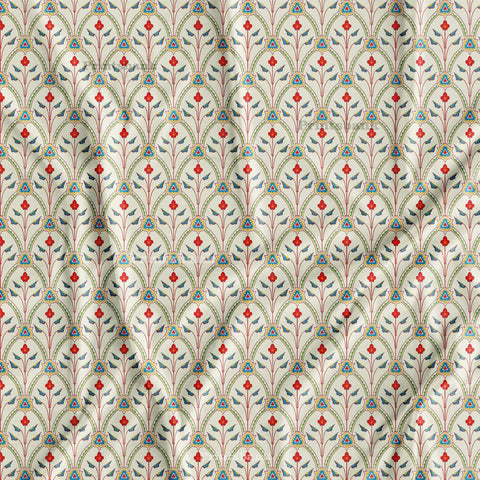 Mughal Jaal Floral Printed Fabric
