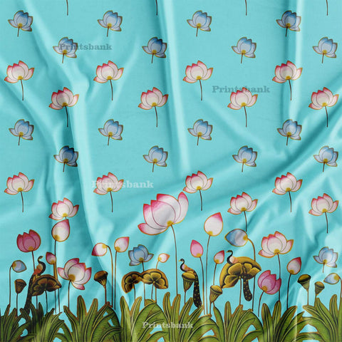 Sea Green Pichwai Printed Clothing Material