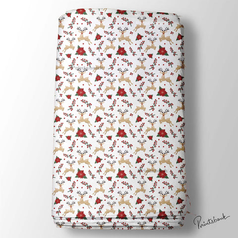 Snow White Red Deer Printed fabric