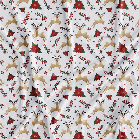 Snow White Red Deer Printed fabric