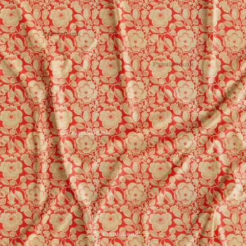 Vintage Red Rose Floral Fabric