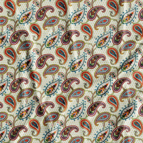 Multi Color Paisley Jaal Printed Fabric