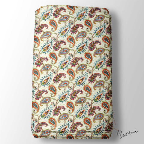 Multi Color Paisley Jaal Printed Fabric