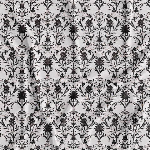 Black And White Vintage Floral Jaal Print