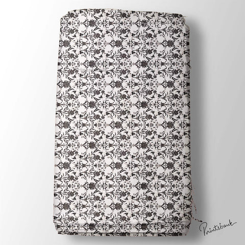 Black And White Vintage Floral Jaal Print