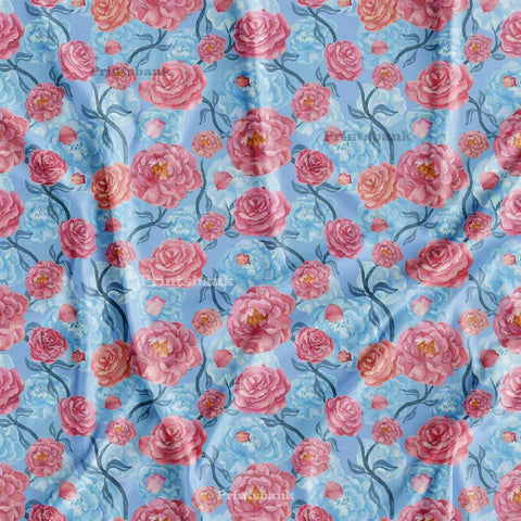 Pink Rose Pastel Blue Floral Jaal