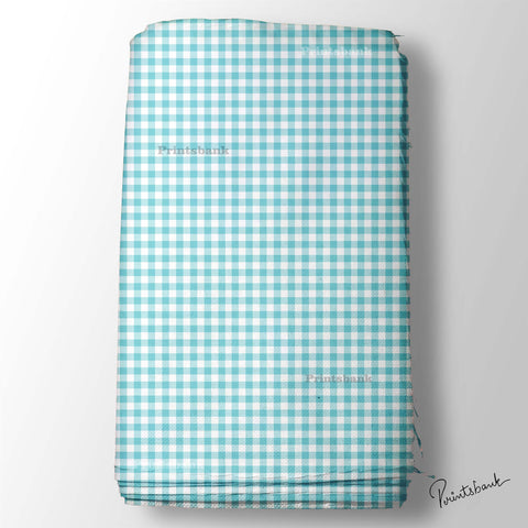 Pastel Blue Gingham Checks Fabric