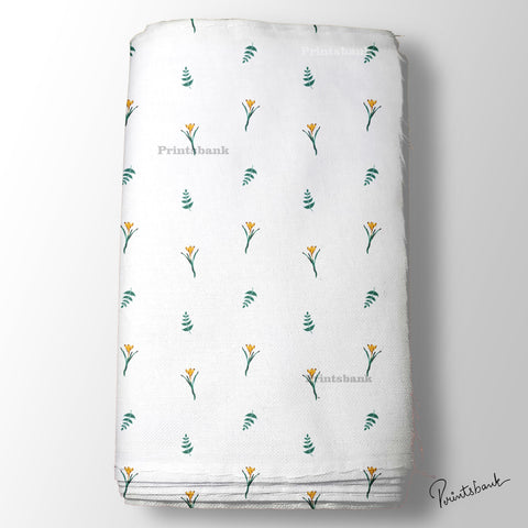 White Mini Floral Digital Printed Fabric