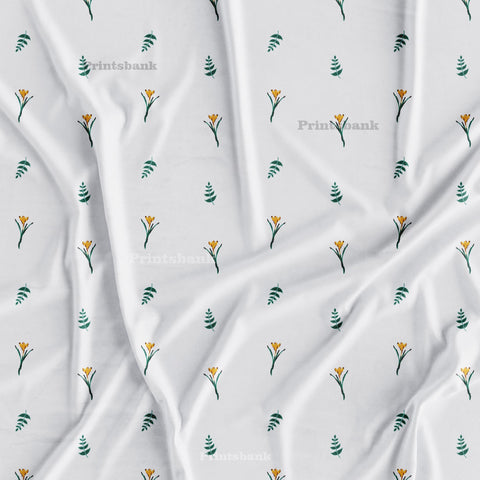 White Mini Floral Digital Printed Fabric