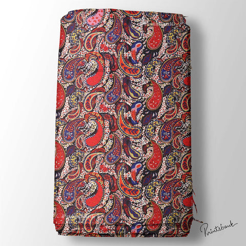 Vintage Multicolor Paisley Digital Printed Clothing Material