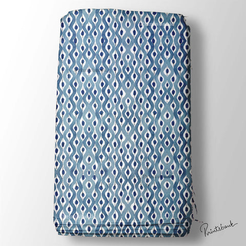 Ink Blue Batik Printed Fabric For Dresses