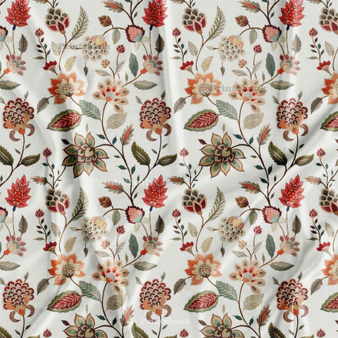 White Vintage Floral Jaal For Tunic Dresses