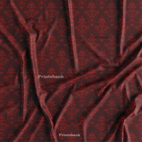 Love Red Floral Motif Printed Fabric For Clothing