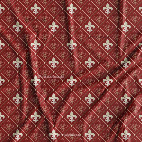Mughal Motif Jaal Blood Red Digital Printed Fabric