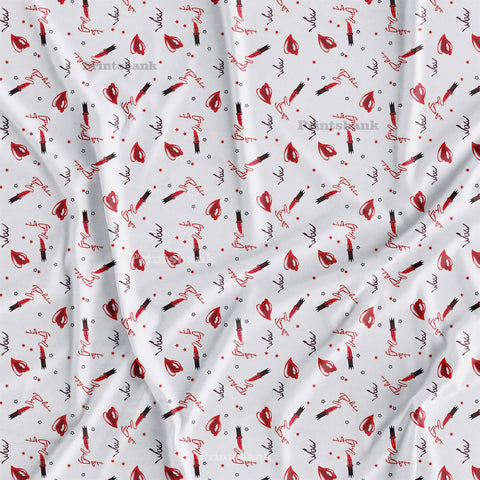 White Love Lipstick Red Designer Clothing Material