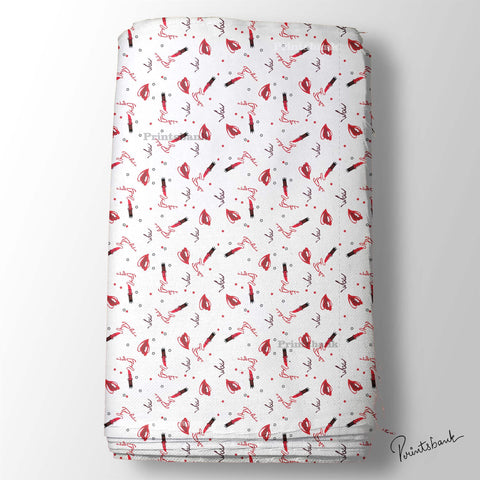 White Love Lipstick Red Designer Clothing Material