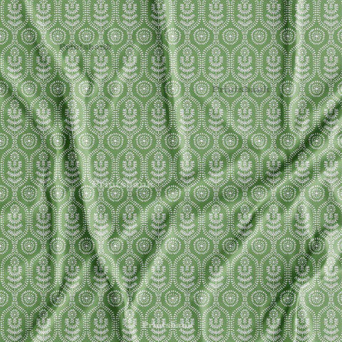 Pastel Green With White Cool Printed Fabric Material