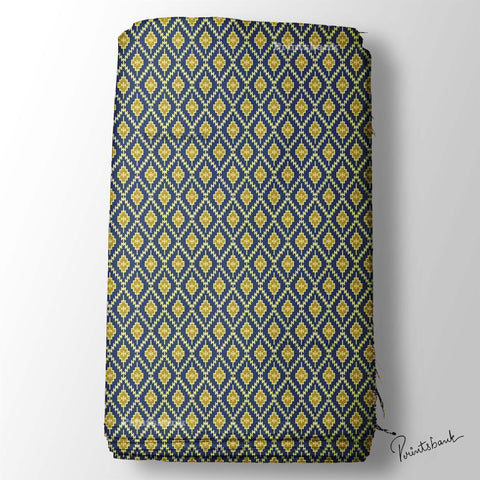 Bottle Green Yellow Mini Motif Jaal Printed Material