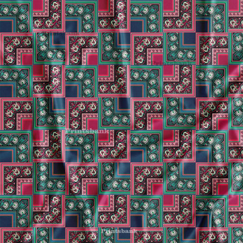 Multicolor Geometrical Floral Pattern For Dresses