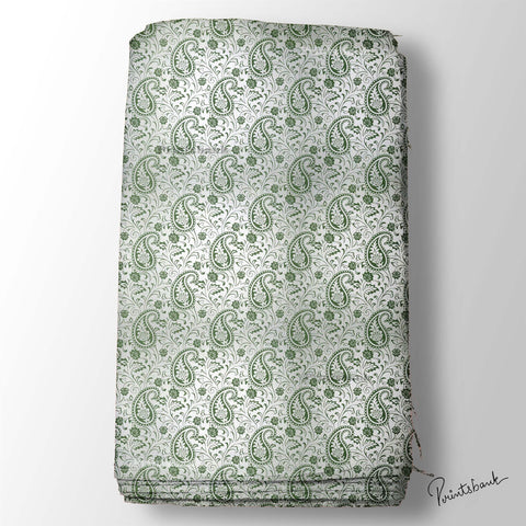 Pastel Green Paisley Digital Printed Material