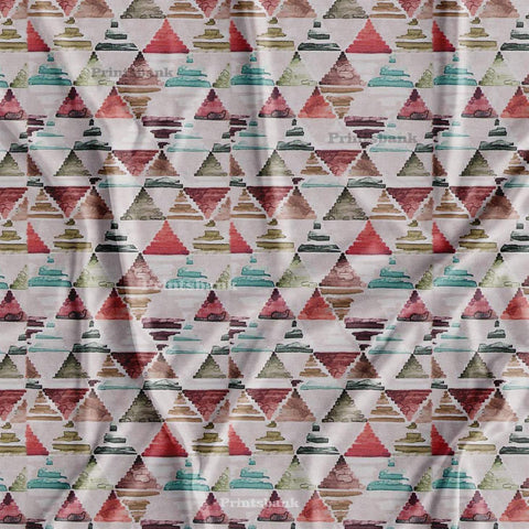 Geometrical Abstract Digital Printed For Designer Dresses