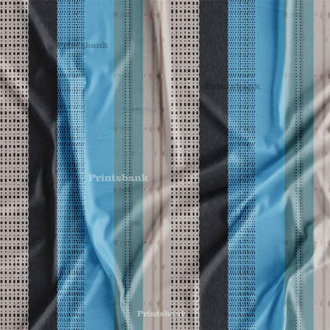Blue Gray Stripes Fabric Material For Clothing