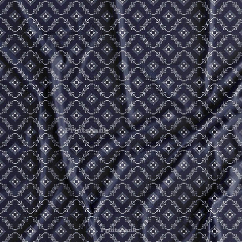 Indigo Blue Floral Jaal Printed Fabric For Kurti Top Tunic