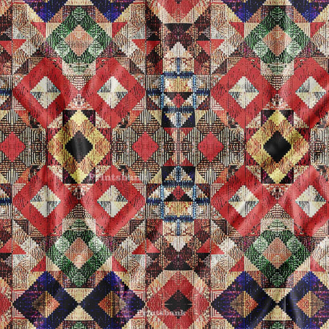 Multicolor Abstract Designer Printed Fabric For Designer Dresses