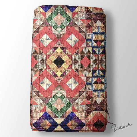 Multicolor Abstract Designer Printed Fabric For Designer Dresses