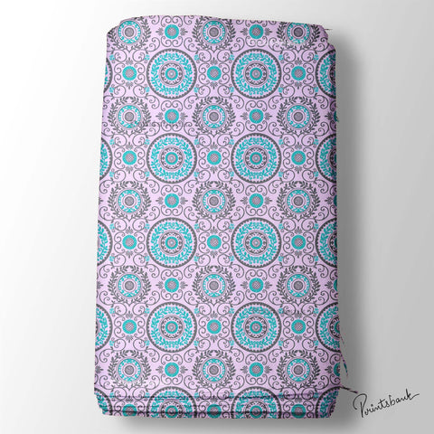 Lavender Blue Floral Jaal Printed Clothing Material
