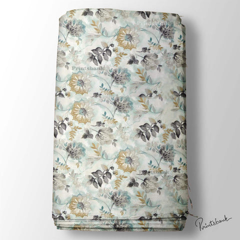 Gray Shade 3D Floral Digital Printed Fabric Material