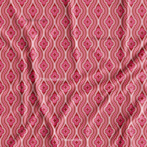 Pink Floral Wavy Digital Printed clothing Material