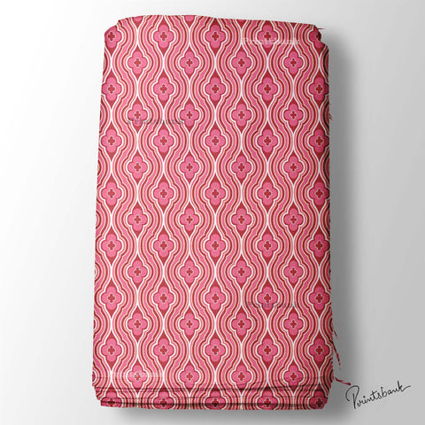 Pink Floral Wavy Digital Printed clothing Material