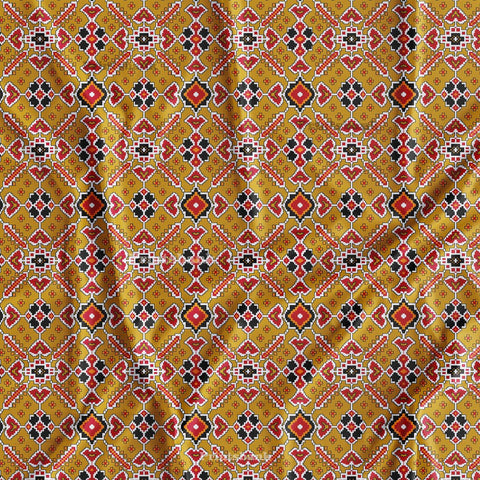 Traditional Yellow Patola Printed Material For Clothing