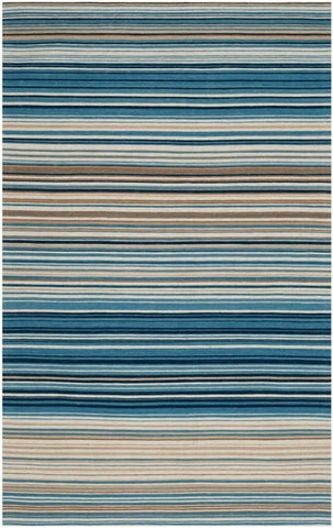 Teal Blue Coffee Stripe Printed Fabric Material