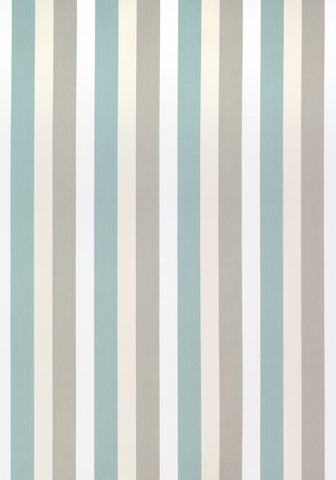 Teal Blue White Stripe Printed Fabric Material