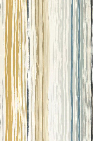Beige Blue Stripe Printed Fabric Material